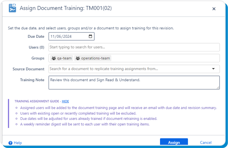 Training Assignment in Confluence